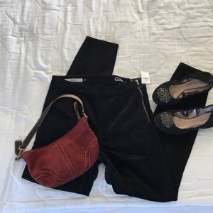 NWT Black Velvet Side Zip Leggings